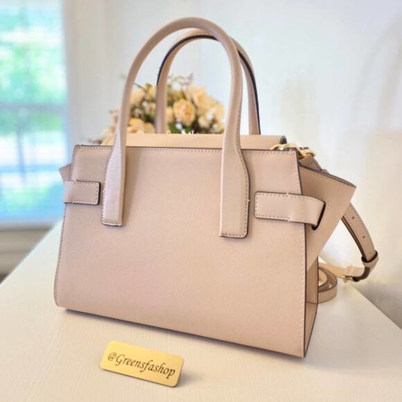 Michael Kors Purse Carmen Medium Flap Satchel shoulder bag buff - Picture 4 of 11